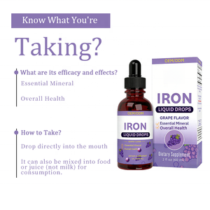 Gotas Líquidas de Hierro para Adultos de Marca Privada OEM/ODM, Sabor Uva - 2FL OZ, Suplemento Mineral y Energético Esencial para la Salud General - Product Image 5