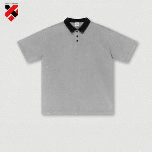 Местный склад 285 г 100 хлопковая Тяжелая Ретро рубашка-поло мужская футболка Свободная футболка с лацканами и короткими рукавами для мужчин - Product Image 2