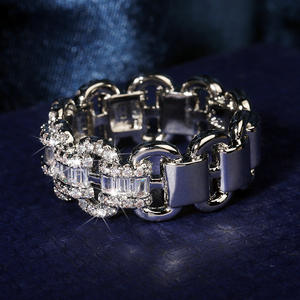 F936 Geometric Chain Link <b>Bracelet</b> 925 Silver <b>Crystal</b> Rhinestone Claw Setting Women's Party Jewelry - Product Image 4