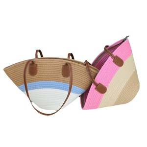 Sac polyvalent en coton tricoté, sac à bandoulière de style Mori, sac de plage décontracté et élégant, sac de voyage et de vacances. - Product Image 5
