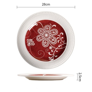 จานเซรามิกสไตล์ชาติพันธุ์ จานสเต็กทรงกลม ลายเคลือบสี ขนาด 9 นิ้ว จานแบนสำหรับ<span class=keywords><strong>อาหารเช้า</strong></span> ใช้ในบ้าน ร้านอาหาร - Product Image 5