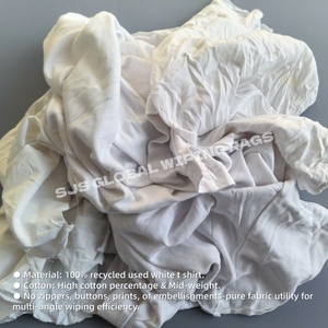Trapos de algodón blancos absorbentes de agua y aceite para limpieza, tipo camiseta, ideales para limpiar máquinas. - Product Image 4