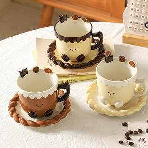 แก้วกาแฟเซรามิคเพ้นท์มือลายการ์ตูนทันสมัย ดีไซน์ซ้อนกันได้ ขนาดปกติ 340 มล. ใช้กับไมโครเวฟได้ เหมาะสำหรับงานปาร์ตี้ ขายส่ง - Product Image 2