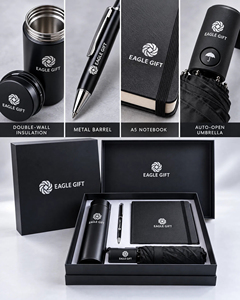 New Custom Promotional Logo Company Corporate Notebook Pen Umbrella Vacuum Flask Gift Set - Product Image 1