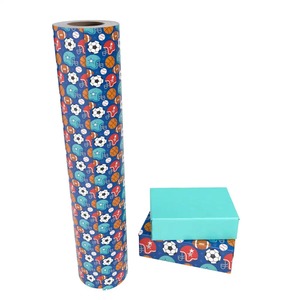 Custom Eco-Friendly Sports Pattern Gift <b>Wrap</b> <b>Paper</b> <b>Roll</b> Double-Sided Coated Art <b>Paper</b> 100GSM Recyclable Digital Printing - Product Image 1