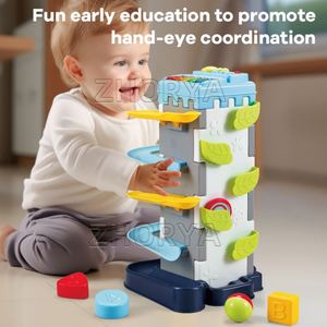 Zhorya Jouet de jeu de piste multifonctionnel pour enfants, avec maison, voiture coulissante, jeu d'association de formes, trieur de balles, piste de piano et musique - Product Image 2