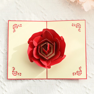Tarjeta de felicitación de amor 3D del día de San Valentín con sobre Tarjeta de felicitación hecha a mano de Rosa grande Tarjeta de regalo emergente - Product Image 4