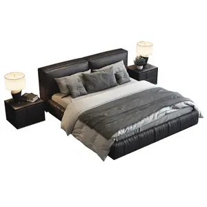 Hochwertige einfache Design Luxus Queen Plattform Bett rahmen King Size Leder moderne Doppelbetten