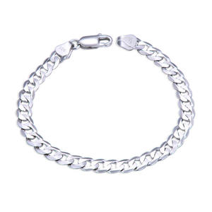 マンヒップホップジュエリー925スターリングシルバーロジウムメッキ6mm/7mm/8mmチェーンキューバチェーンブレスレット - Product Image 1