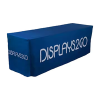 Vente en gros de couverture de table en spandex extensible noir de 6 pieds imprimé logo/nappe rectangulaire élastique en polyester lin