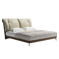 Lit double en bois flottant suspendu, style italien moderne, élégant et confortable