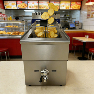 مقلاة عميقة تجارية عالية الإنتاجية تعمل بالغاز من الفولاذ المقاوم للصدأ سعة 18 لتر بقوة 4.8 كيلو واط حالة جديدة بيع مباشر من المصنع بدرجة حرارة ثابتة - Product Image 4