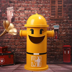 Sắt cứu hỏa hoạt hình Phân Loại thùng rác sắt mẫu giáo cửa hàng Trà Sữa công viên ngoài trời Retro lưu trữ lớn xô - Product Image 3