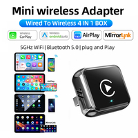 GRANDnavi Nuevo Adaptador Dongle 4 en 1 Actualizado, Plug & Play, Airplay, Mirror Link, Convierte a Inalámbrico USB Carplay y Android Auto