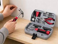 Kit d'outils compact et portable pour bricolage avec étui de rangement, kit de réparation domestique incluant marteau, embouts de tournevis et pinces