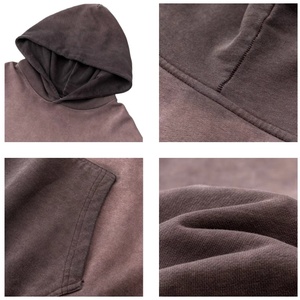 TKAN244D personnalisé hommes grande taille lâche coton lourd 480 GSM motif solide 3D brodé sans ficelle lavé pull à capuche - Product Image 3