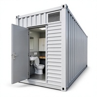 Cabine de toilette mobile en acier ondulé avec lavabo mural et éclairage LED pour chantier extérieur