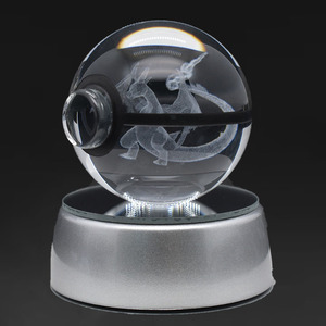 Vente directe d'usine, boule de <span class=keywords><strong>cristal</strong></span> de 5 cm, lumière nocturne 3D en forme de Poké Ball, articles promotionnels, boule de verre laser 3D pour cadeau d'enfant - Product Image 4