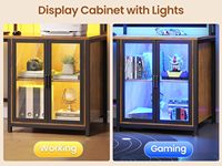 Meja Kantor Rumah, Rak Monitor CPU, Meja Gaming Bentuk L Warna Coklat, 4 Laci, Lemari Display, Meja Komputer