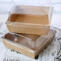 Boîte alimentaire en papier kraft épais sur mesure OEM, vente en gros d'usine, avec couvercle transparent en PET pour l'emballage de pâtisseries, desserts et sandwichs
