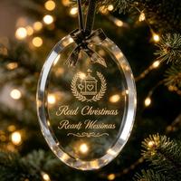 Ornements de Noël en verre transparent HBL en gros, personnalisables avec logo, pendentifs en cristal, décorations suspendues claires