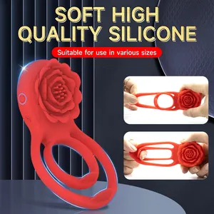 Groothandel Rozen Haan Ring Clitoris Stimulator Vibrerende Paar Siliconen Ring Man Penis Ringen Voor Mannen Ejaculatie Vertraging