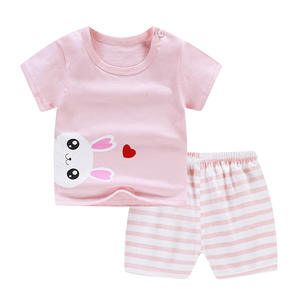 All'ingrosso buon prezzo estivo per bambini in puro cotone manica corta 2 pz set <span class=keywords><strong>di</strong></span> vestiti per bambini - Product Image 6