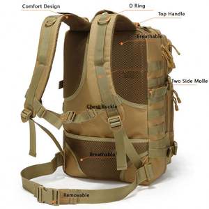 Sac à dos tactique de camouflage 40L pour l'extérieur, imperméable, avec système Molle, antivol, en polyester - Product Image 6