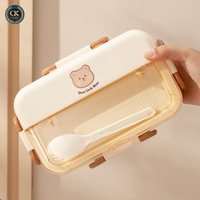 Thermisch Isolierte Edelstahl Bento Lunchbox für Kinder BPA-Frei Mikrowellengeeignet 2 Fächer Auslaufsicher Schulset