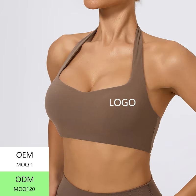 Women's Fitness Bra Backless Sports Halter Bra With Pad Sports Vest Gym Clothes Open Back Yoga Bra
