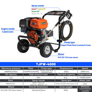 Limpiadora a Gas <span class=keywords><strong>de</strong></span> 3800 psi/262 bar, <span class=keywords><strong>Motor</strong></span> Robusto <span class=keywords><strong>de</strong></span> 14 HP Refrigerado por Aire Forzado para Limpieza Industrial <span class=keywords><strong>de</strong></span> Pisos <span class=keywords><strong>y</strong></span> Sanitización <span class=keywords><strong>de</strong></span> Almacenes - Product Image 6