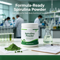 Poudre de spiruline pure, ingrédient naturel de complément nutritionnel vert, certifié Halal et FSSC, durée de conservation de 24 mois