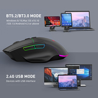Mouse Gaming Nirkabel 2.4G untuk Bluetooth dengan Pengisian Daya Tipe C dan Lampu LED Biru