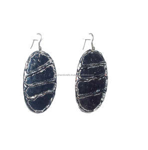 Grèce 2025 Basic Long Oval turquoise boucles d'oreilles or or métal creux femmes or ovale sculpté boucles d'oreilles bijoux - Product Image 3