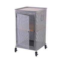 Table d'appoint de lit minimaliste en métal blanc de luxe Table de nuit moderne en maille carrée avec roues pour chambre et école