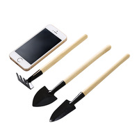 Set di attrezzi per forchetta rastrello mini pala da giardino con manico in legno a buon mercato