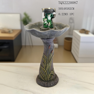 Statue de grenouille en polyrésine durable, <span class=keywords><strong>fontaine</strong></span> d'eau extérieure avec fleur de lotus, abreuvoir <span class=keywords><strong>pour</strong></span> oiseaux, décoration de jardin - Product Image 1