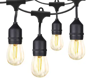 مصباح LED تجاري للاستخدام في الهواء الطلق, مصباح LED تجاري 48ft مع 15 مآخذ ساقطة 2 واط LED S14 لمبات تشمل مصباح سلسلة اديسون عتيق مضاد للماء