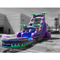 Vente chaude Toboggan gonflable de qualité commerciale 22 pieds Toboggans aquatiques Design vague violette Toboggans pour enfants rebondissants