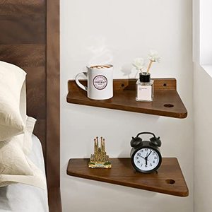 Wooden Bedside Wall <b>Shelf</b> Rectangle Wall Mounted Durable Storage <b>Rack</b> For Bedroom Bathroom - Product Image 1