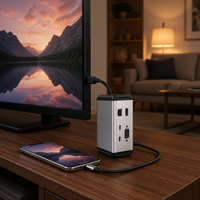 Station d'accueil Type-C 12 en 1 HDMI 2.0 VGA RJ45 SD TF Audio 3,5 mm PD100W USB 3.0 en alliage d'aluminium pour MacBook Ordinateur portable Vente en gros