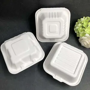 Одноразовая посуда для ресторана, биоразлагаемая бумажная коробка для еды, Ланч-бокс, Бамбуковая тарелка, тарелка, биоразлагаемая тарелка, квадратная коробка для еды