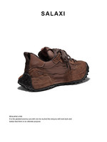 Chaussures de course sur sentier classiques de luxe en cuir véritable et daim beige, semelle robuste, style randonnée et marche en plein air