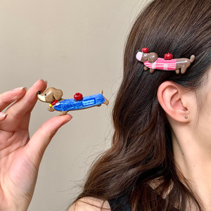 2025 nouveau mignon <span class=keywords><strong>teckel</strong></span> chien en forme de pince à cheveux cheveux cassés sur le côté et le front bandeau pince pour les femmes - Product Image 3