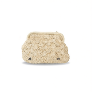 Borsa Intrecciata in Carta a Forma di Fiore Diagonale 28x20cm Stile Cappello di Paglia - Product Image 1