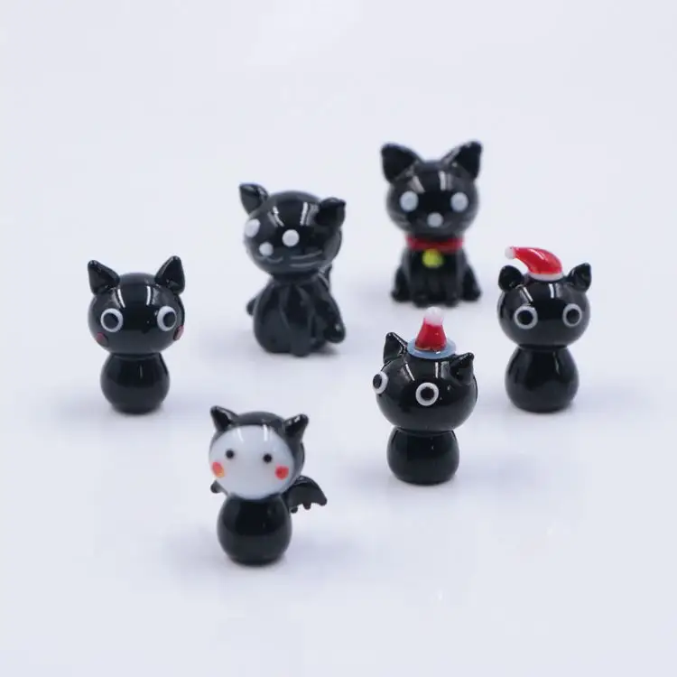 Mini figurines en verre pour Halloween, pièces, Styles mixtes, Mini Figurine décorative