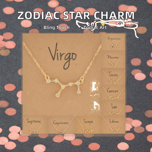 Collar de Moda al por Mayor con Baño de Oro, 12 Signos del Zodiaco, Colgante de Estrella con Pedrería, Amuleto de Joyería, Gargantilla del Horóscopo, Astrología, Tarjeta de Deseos - Product Image 2