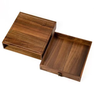 Solid Wood Drawer Style Acacia Wood Pull Out <b>Vintage</b> Jewelry <b>Box</b> Square Dark Brown Desktop Storage <b>Box</b> - Product Image 5