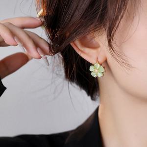 Double-Sided Geometric <b>Stud</b> Earrings Zircon S925 <b>Silver</b> Gold Plated High-End Retro Design Trendy Light Luxury Feel Women's - Product Image 3