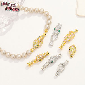 Nantong <b>Snake</b> Shape Clasp 18K Gold White Gold Cubic Zirconia DIY Jewelry Connector Findings Components - Product Image 2